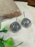 Silver Oxidised 5 Pesa Old Coin Hook Earrings | AMOLA