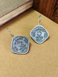Silver Oxidised 5 Pesa Old Coin Hook Earrings | AMOLA