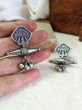 Silver Oxidised Trishul Stud Earrings | AMOLA
