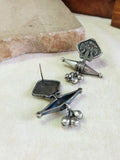 Silver Oxidised Trishul Stud Earrings | AMOLA