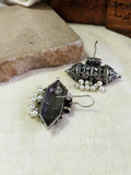 Antique Oxidised Silver Peal Hook Earrings  AMOLA