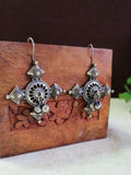 Oxidized Silver Ghungroo Hook Earrings | AMOLA