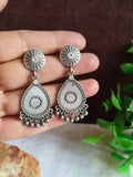 Silver Oxidised Teardrop Dangler Earrings | AMOLA