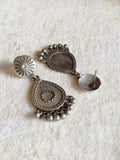 Silver Oxidised Teardrop Dangler Earrings | AMOLA