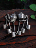 Chai Kettle Oxidized Dangler Earrings | AMOLA