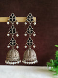 Antique Oxidised Pearl Drop Jhumka Earrings | AMOLA