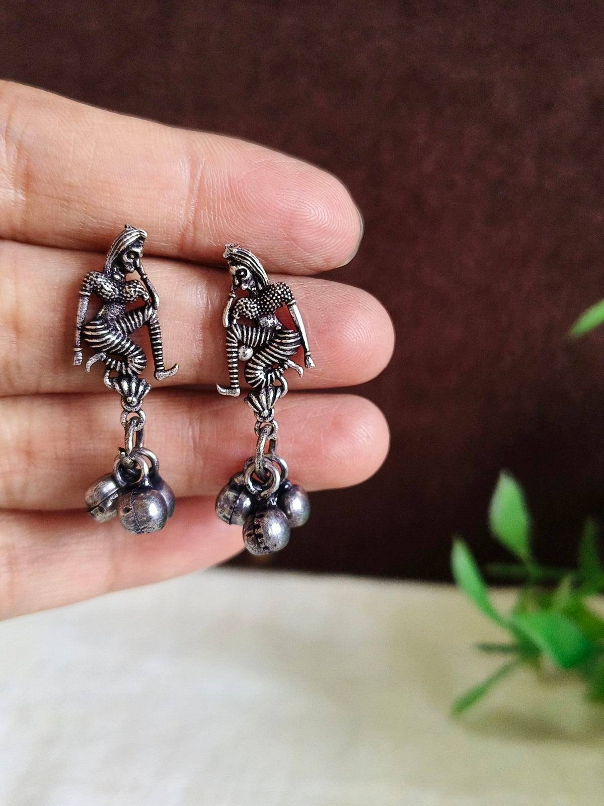 Antique Oxidised Woman Motif Drop Earrings | AMOLA