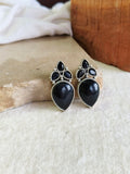 Antique Oxidized Monalisa Stone Studs | AMOLA