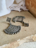 Oxidised Square Motif Silver Plated Dangler Earrings | AMOLA