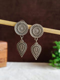 Elegant Silver Plated Oxidised Dangler Earrings | AMOLA