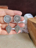 Elegant Silver Plated Oxidised Dangler Earrings | AMOLA