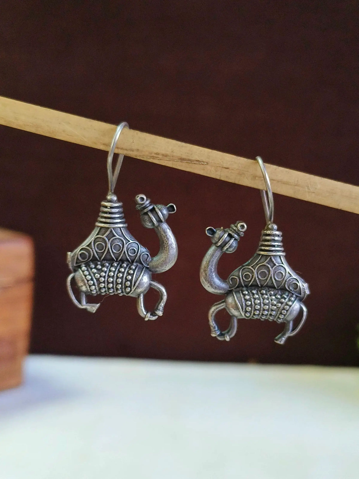Camel Design Oxidised Brass Hook Earrings | AMOLA