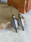 Oxidized Pearl Leaf Hook Earrings | AMOLA