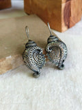 Silver Look-Alike Shankh Oxidised Hook Earrings | AMOLA