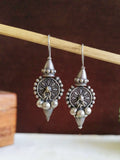 Navratri Oxidised Silver Hook Earrings | AMOLA