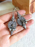 Navratri Oxidised Silver Hook Earrings | AMOLA