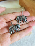 Silver Elephant Motif Hook Earrings | AMOLA
