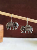 Silver Elephant Motif Hook Earrings | AMOLA