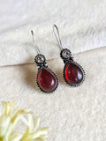 Oxidized teardrop Drop Monalisa Stone Earrings | AMOLA