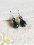 Oxidized teardrop Drop Monalisa Stone Earrings | AMOLA