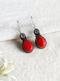 Oxidized teardrop Drop Monalisa Stone Earrings | AMOLA