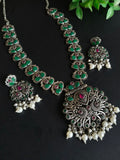 Traditional Silver Replica Pearl Drop Necklace | AMOLA