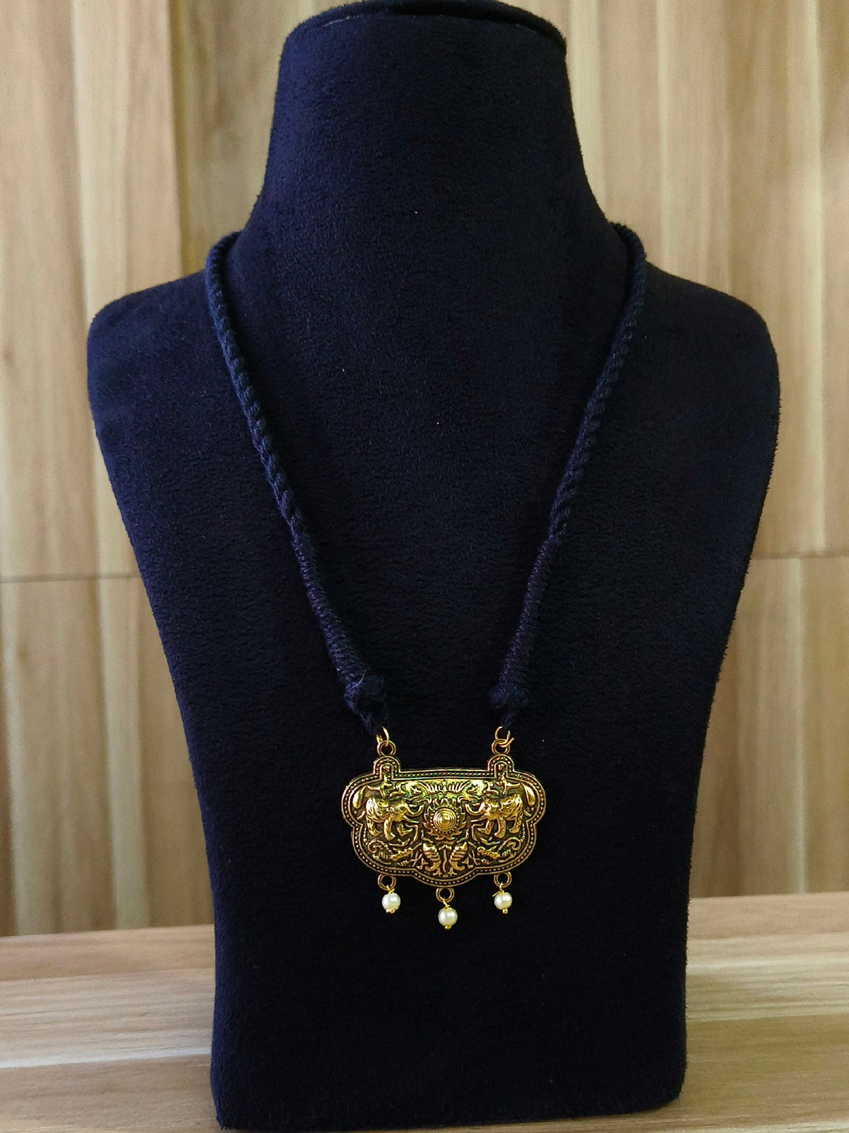 Antique Golden Pendant Thread Necklace | AMOLA