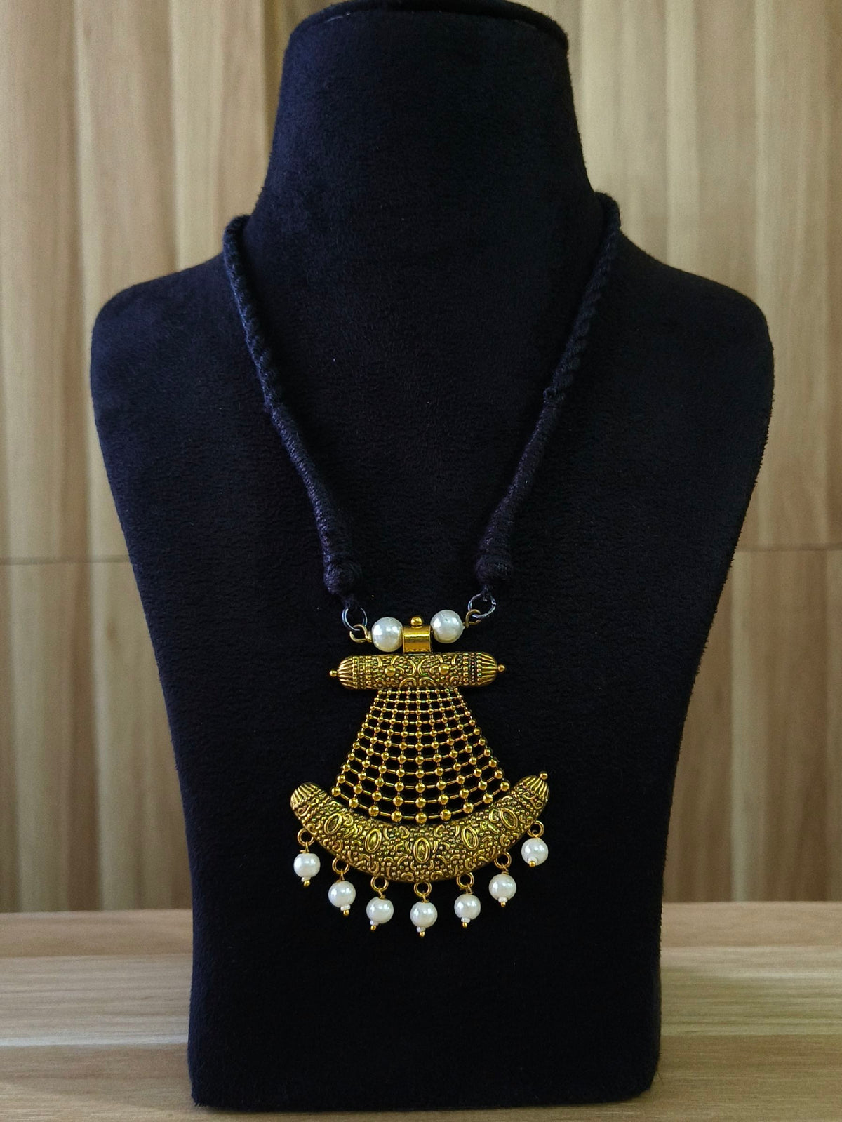 German Silver Golden Thread Pendant | AMOLA