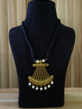 German Silver Golden Thread Pendant | AMOLA