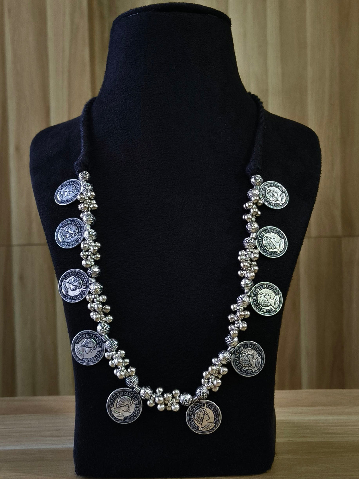 German Silver Banjara Coin Ghungroo Necklace | AMOLA