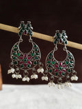 Oxidized Pearl drops Chand bali Dangler Earring | AMOLA