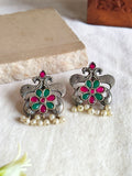 Oxidised Peacock Stone Studs | AMOLA