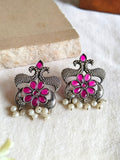 Oxidised Peacock Stone Studs | AMOLA
