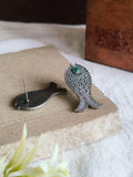 Oxidized Silver Fish Motif Stud Earrings | AMOLA