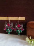 Oxidized Silver Crescent Moon Hook Earrings | AMOLA