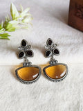 Oxidised Monalisa D-Shape Dangler Earrings | AMOLAk