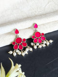Hand-Painted Silver Enamel Danglers – Elegant & Timeless | AMOLA