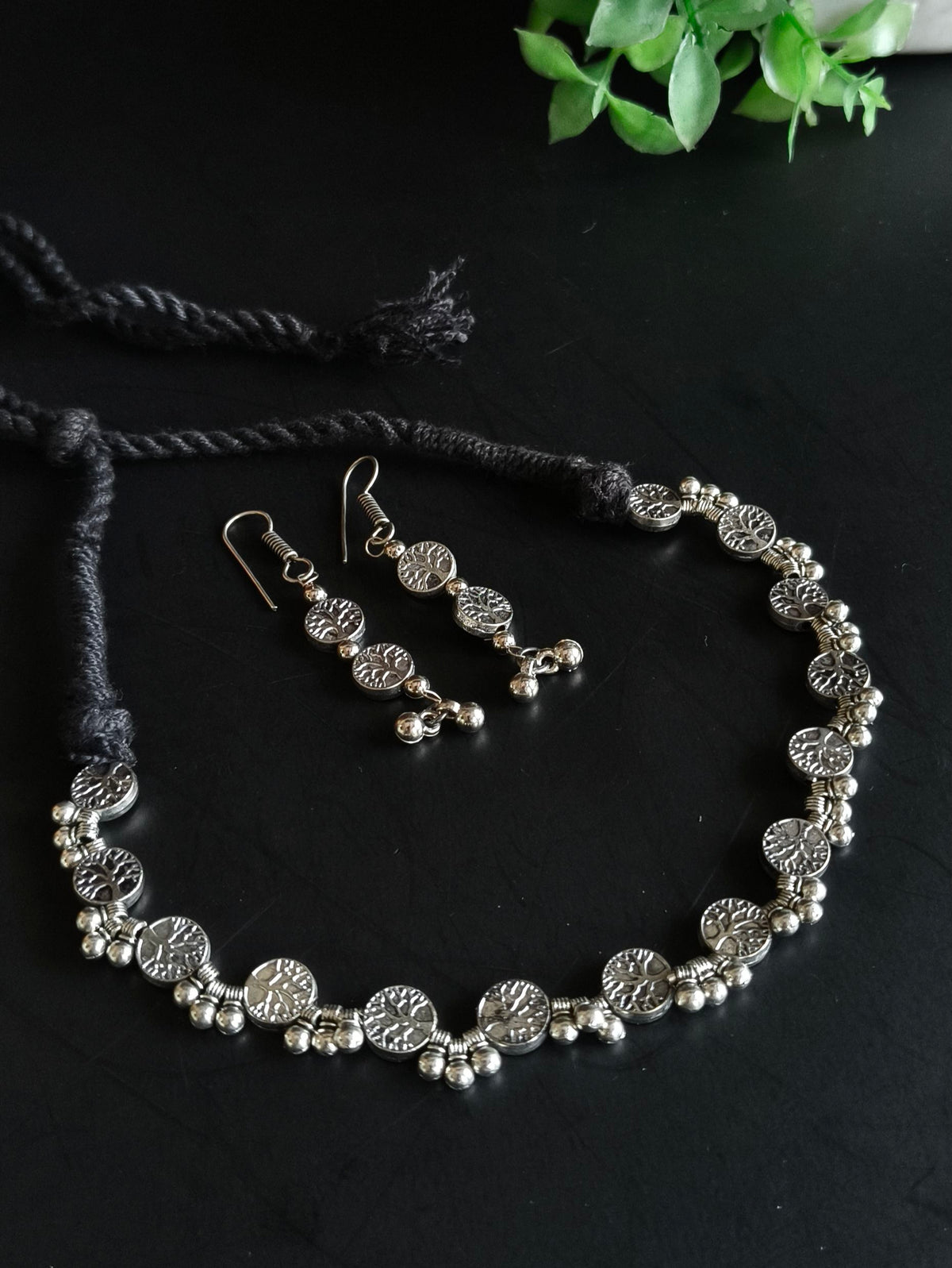 German Silver Garba Necklace Set  | AMOLA
