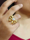 Gold Bow Pearl Stainless Steel Ring | AMOLA
