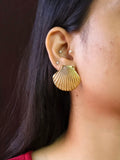 Golden Anti-Tarnish Beach Shell Ear Stud | AMOLA