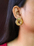 Golden Hammered Irregular Round Earrings | AMOLA