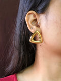 Minimal Gold Hollow Triangle Stud Earrings | AMOLA