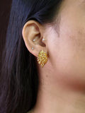 Golden Leaf Statement Stud Earrings | AMOLA