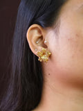Golden Floral Statement Stud Earrings | AMOLA
