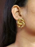 Interlocking Golden Tone Hoop Earrings | AMOLA