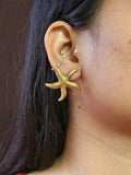 Golden Starfish Textured Anti-Tarnish Studs | AMOLA