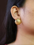Elegant Gold-Plated Hollow Round Stud | AMOLA