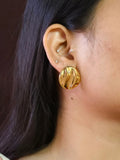 Golden Wave Pattern Round Studs | AMOLA