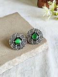 Silver Look a like Oxidised Gemstone Stud | AMOLA