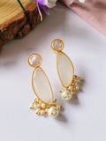 Pink Monalisa Stone Pearl Drop Studs | AMOLA